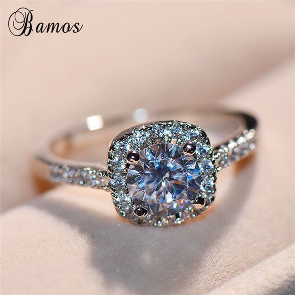 

dainty finger ring promise wedding rings 925 sterling silver filled cz couple rings for women men crystal jewelry gift, Slivery;golden