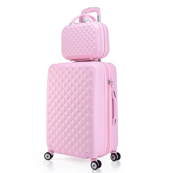 

girls cute trolley luggage set abs hardside travel suitcase bag on wheels women spinner rolling suitcase cosmetic bag