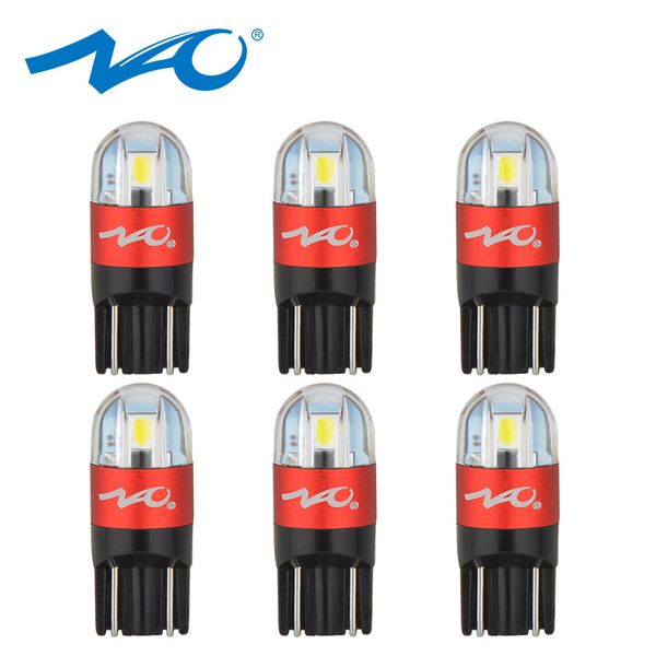 

nao 6pcs t10 led w5w car bulbs 168 194 turn signal auto clearance lights 12v license plate light trunk lamp cob white 3030 smd