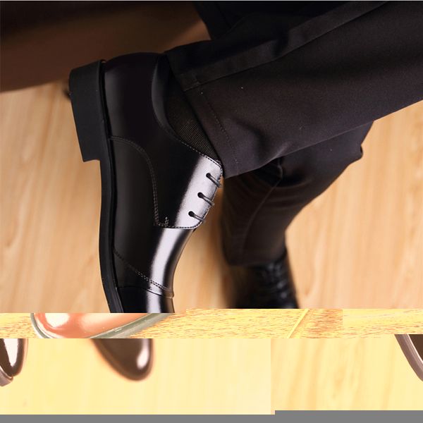 

2019 men's leather shoes leather summer breathable formal business men's shoes black hollow casual pointed autumn