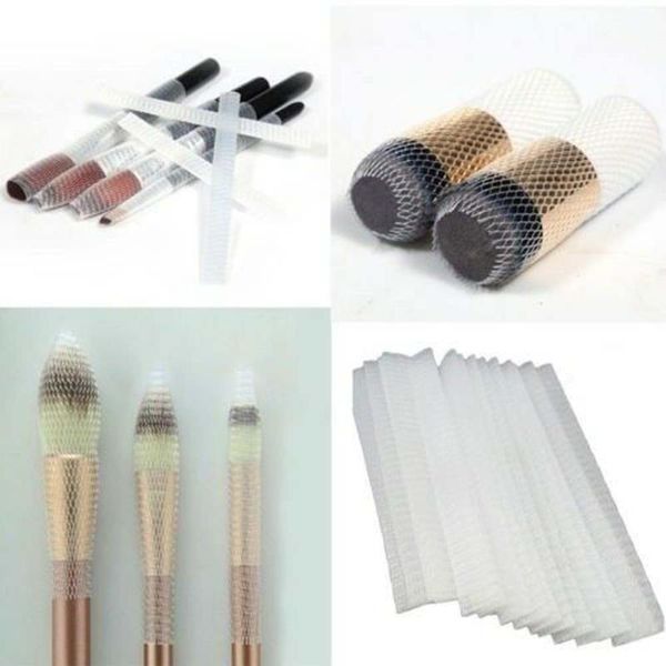 

100 pcs makeup brushes net protector guard elastic mesh beauty make up cosmetic brush pen cover mesh sheath protector guard