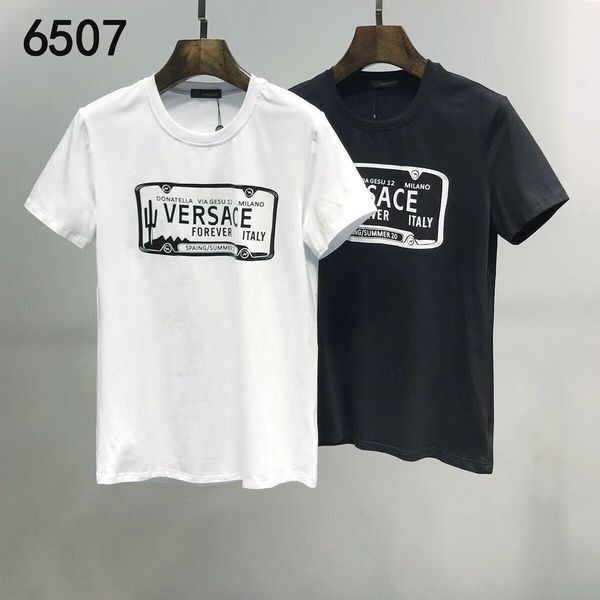 

2020ss весной и летом новый высококачественный хлопок печати короткий рукав круглый шею панель t-shirt размер: m--xl-xxl-xxxl цвет: черный, White;black