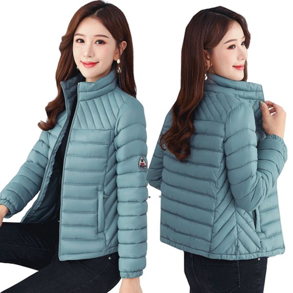 

korean women winter coat down cotton jacket female elegant casual stand collar padded coat outwear, Black