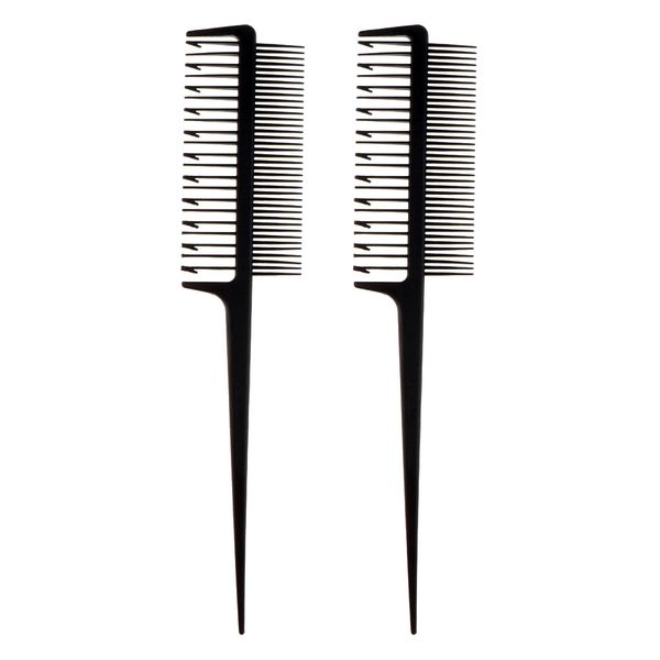 

2 pieces coloring highlighting rat tail sectioning comb for microbraiding, Silver