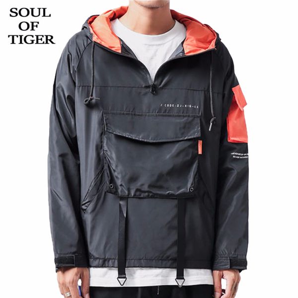 

soul of tiger 2020 korean fashion style mens vintage coats male casual streetwear jackets loose printed hooded clothes plus size, Black;brown
