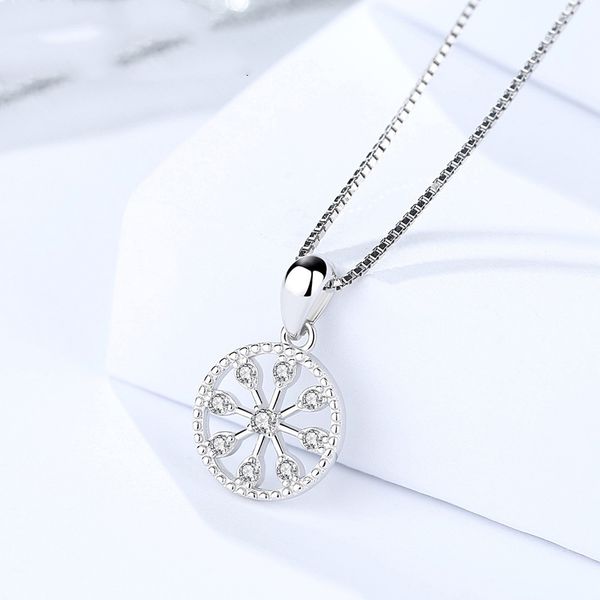 

genuine s925 sterling silver micro diamond pendant female simple personality zircon round pendant korean silverware jewelry