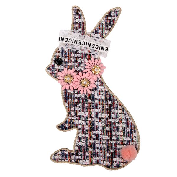 

embroidery rope rabbits patches for jackets,embroidered animals badges appliques for jeans,flowers rabbits patches for clothing a103, Black