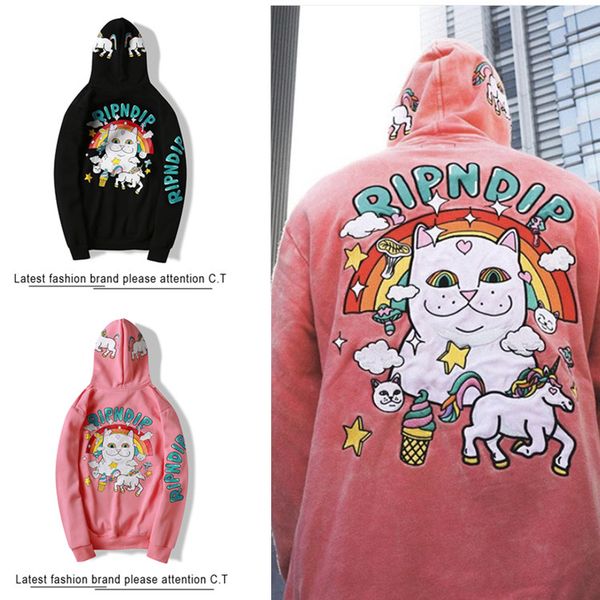 

202s / ripndip men luxury толстовка итальянский дизайнер new air организатор платформа hoodie высокого качества тавра ретро красный bottom т, White;black