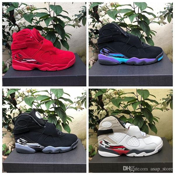 

2019 valentine's day red 8 8s mens basketball shoes aqua chrome countdown pack men sports sneakers 8-13