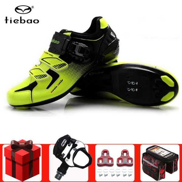 

tiebao road cycling shoes add pedal set men sneakers lightweight bike bicicleta professional road bicycle spinning cycle shoes, Black