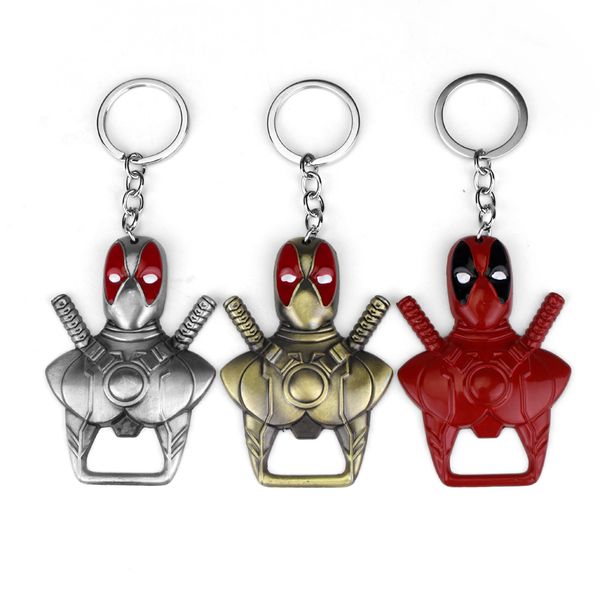 

new design deadpool metal keyring beer bottle opener three colors ninja men's car keychain support drop shipping, Silver