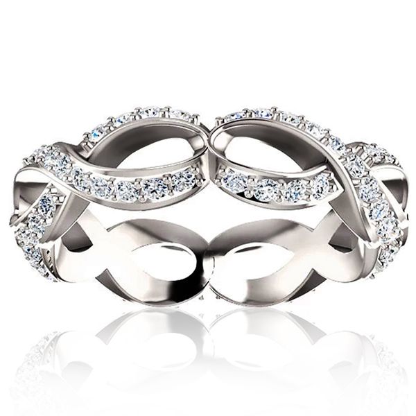 

huitan fancy thwartwise 8 twine ring for women full paved crystal zircon stone simple wedding daily wear accessories size 6-10, Slivery;golden