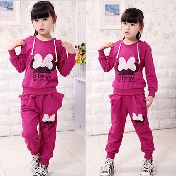 

2pcs original quality baby girls kids long sleeve bowknot hoodies sweatshirt clothing sets outfit suit bobo usa dropshipping