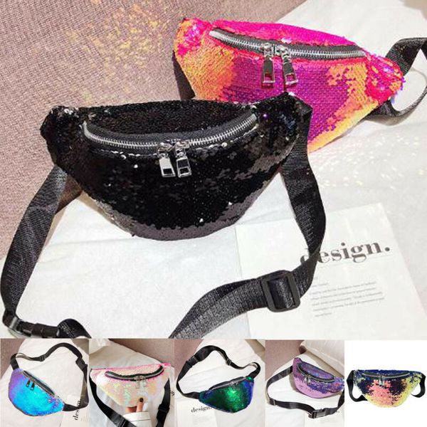 

sequin reversible mermaid glitter waist fanny pack belt bum bag pouch hip purse