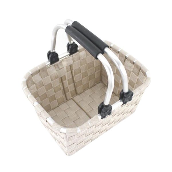 

handmade shopping bag box basket nylon hand woven foldable hinge handle shopper bag case plastic braided vegetable fruit storage