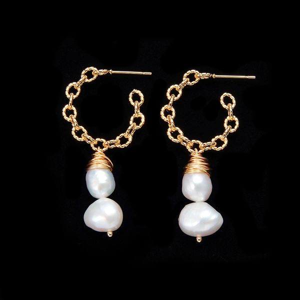 

seven girl fashion long drop earrings jewelry baroque natural fresh water pearl earrings for women party fine jewelry, Golden;silver