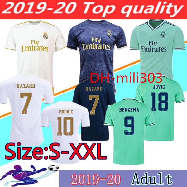

19 20 real madrid soccer jersey thailand quality 2019 hazard sergio ramos benzema camiseta 2020 vinicius jr. ea sports football shirt s-2xl, Black