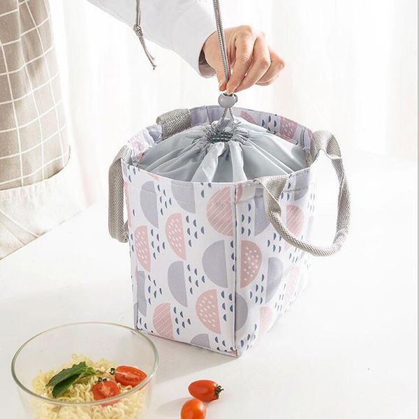 

portable lunch bag pouch fresh insulation cold bales thermal oxford lunch bags waterproof convenient leisure bag, Blue;pink