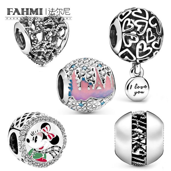 

fahmi 100% 925 sterling silver heart and stars hollow charm hollow charm charm women diy bracelet, Black