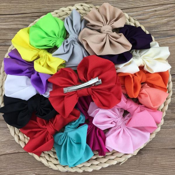 

16pcs / lot 3,5" большой сатин hairbow для волос с зажимом для волос аксессуары детская fashon шпильки украшения ткани луки для девочек 10 ц, Golden;silver