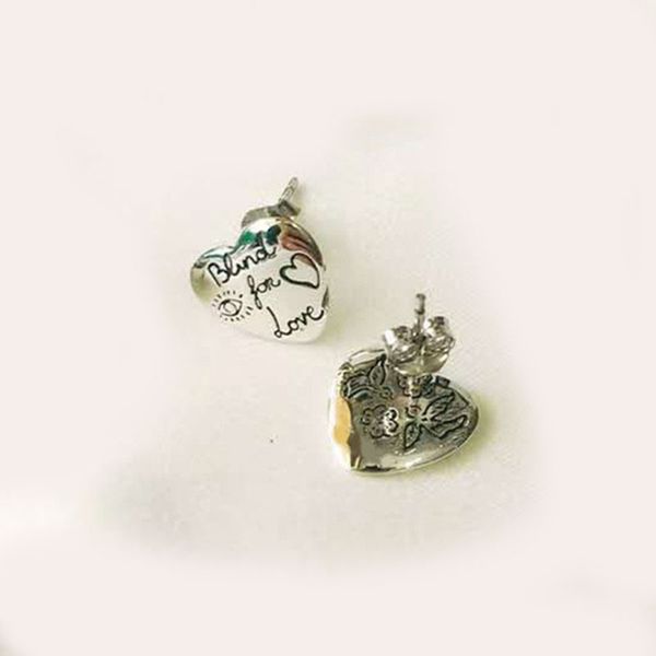 

925 sterling silver love earrings 2019 new fine jewelry european and european style holiday gift flowers and birds love fearless earrings, Golden