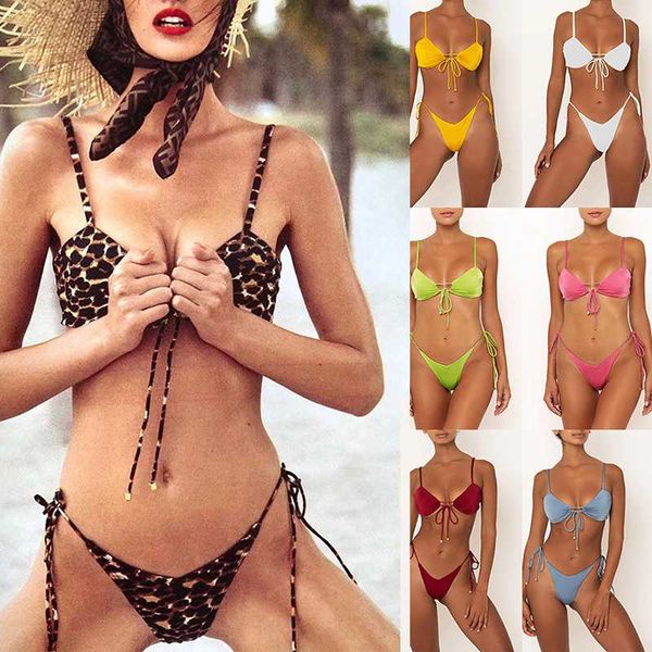 

1set women triangle bra bikini set tie thong swimsuit swimwear beachwear new2020