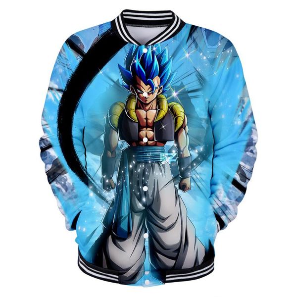 

anime super gogeta baseball jacket coat casual sweatshirt button up shirt for men women kids clothes clothing, Black