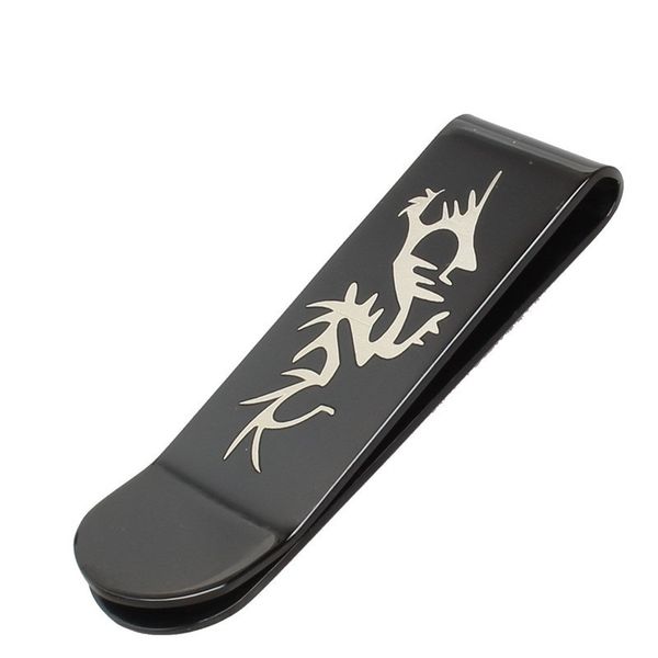 

fashion men jewelry designer pupular classic elegant business style engraved dragon black titanium stainless steel money clip