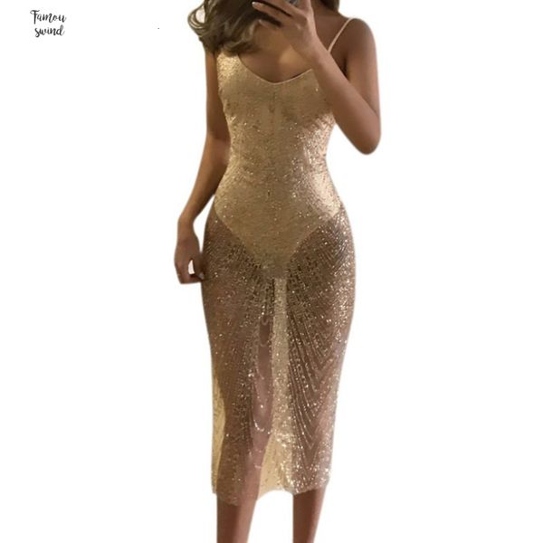 

dress gold women ladies summer glitter silver sequins bodycon v neck side cap sleeve split spaghetti strap see through clubwear, Black;gray