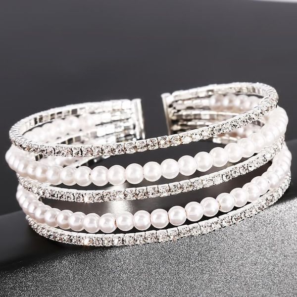 

elegant full rhinestone jewelry female crystal bracelets girl silvery plated link bracelet bransoletki damskie, Black