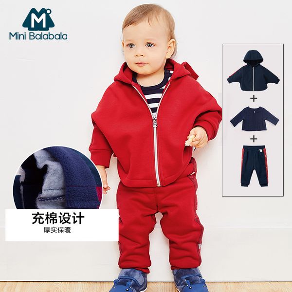 

baby boys autumn winter clothes sets infant long sleeve thicken hooded sweatshirt+pants 2pcs cute suit newborn clothing, White