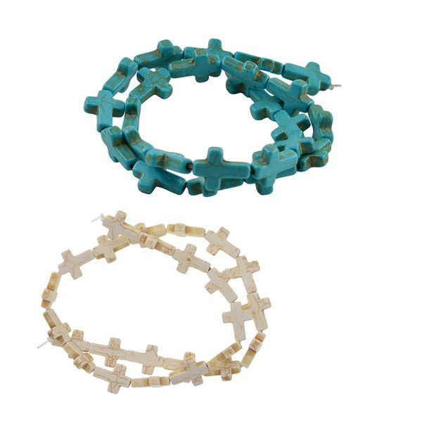 

2 pcs howlite turquoise loose cross spacer beads charms jewelry findings diy