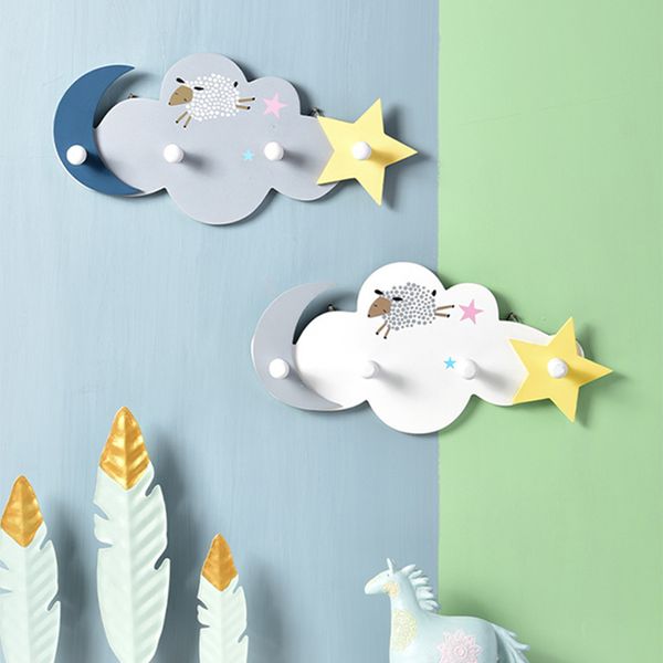 

cute wooden wall mounted key holder cloud shape door hook nail 4 hooks wall hooks multi functional hook