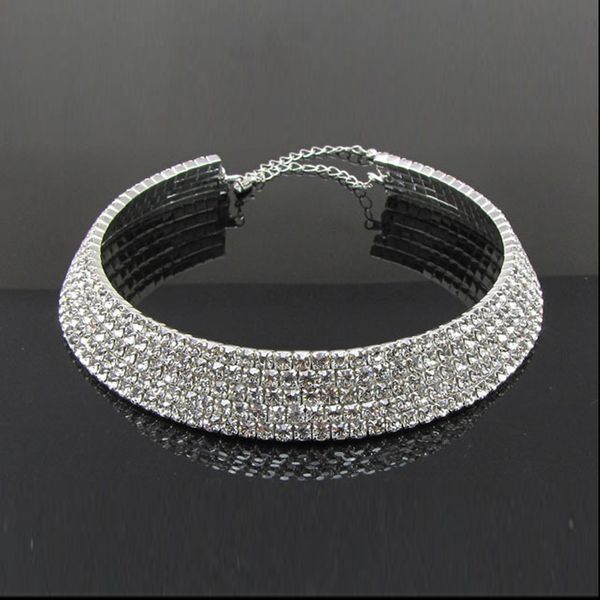 

women rhinestone collar necklace collares maxi necklace wedding bridal bridesmaids silver golden plated fashion choker torques
