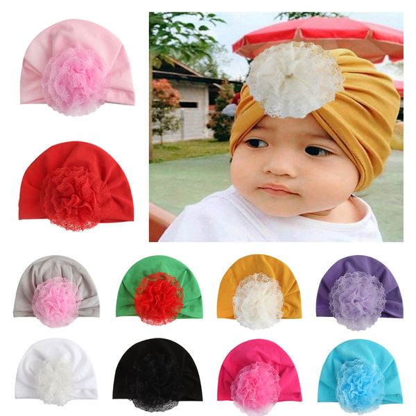 Europa Infant Baby Mädchen Hut Spitze Blume Kopfbedeckung Kind Kleinkind Kinder Mützen Turban Hüte Kinder Zubehör 15096