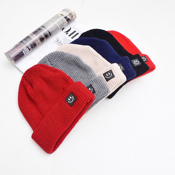 

Leisure Designer Hats Autumn Winter Male Female Smiling Face Woolen Knitted Hat Tide Easy Carry Warm Unisex Hats 30pcs
