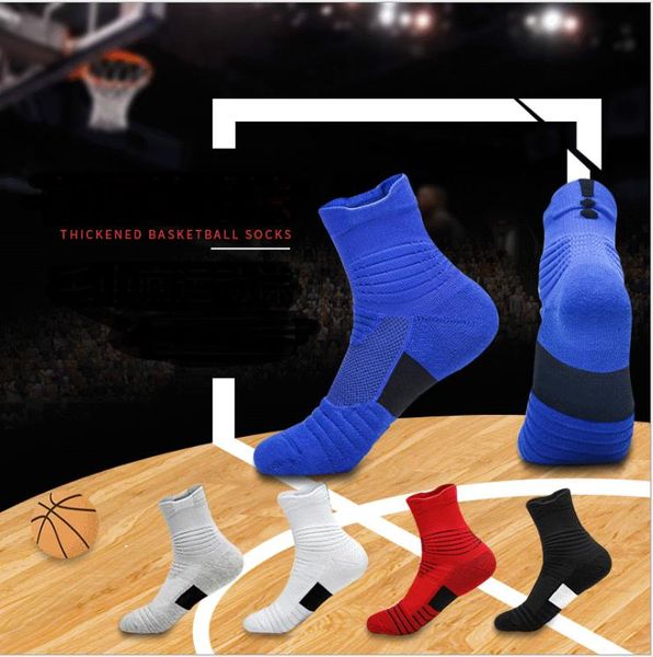 

men's sports socks professional basketball towel bottom non-skid sports boat socks wool loop outdoor sports elite socks, Black
