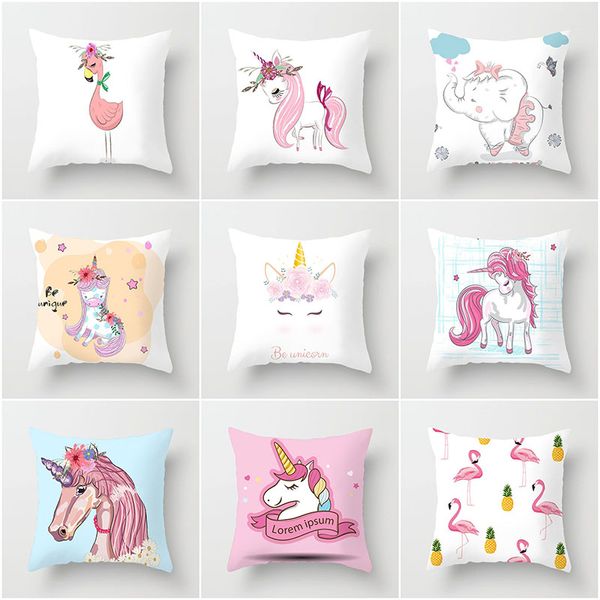 

unicorn pillowcase printed pillow case cartoon unicorn cat flamingo bear sofa home cushion cover animal pillow cover cases 40 designs