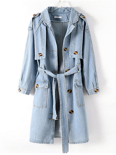

n022 # взрыв женщин 2020 пояс длинные denim ветровка, носить женские, джинсовые куртки, medium long ветровка, Tan;black