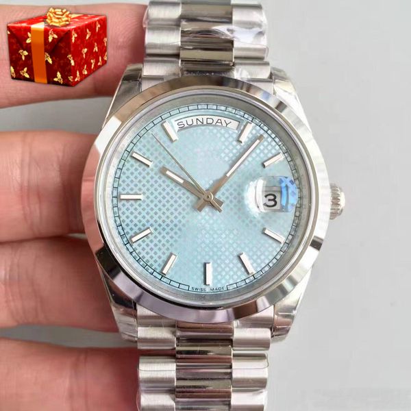 

luxury mens watches 40mm men's watch 316l stainless steel headband strap blue dial dial pattern automatic movement original folding buc, Slivery;brown