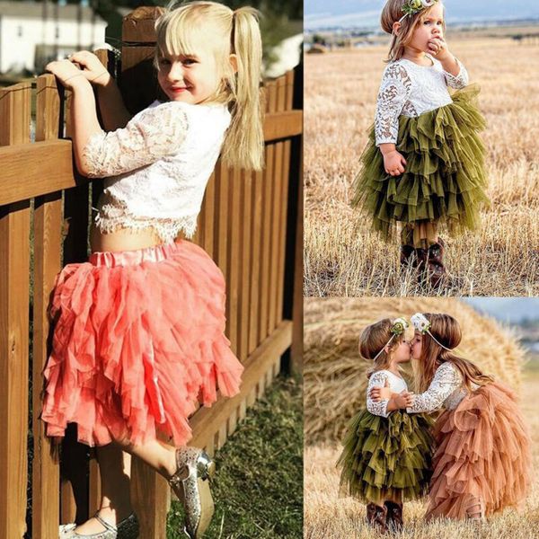 

clothing sets princess toddler kid baby girl clothes t-shirt skirt dress lace outfits, White