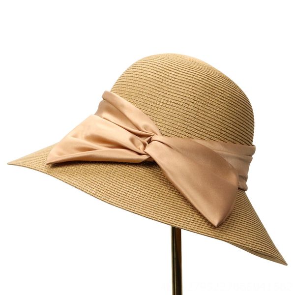 

beach big eaves women's fabric big bow straw sunscreen straw sunscreen hat handmade hat, Blue;gray