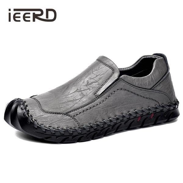 

hand-made men shoes men loafers leisure split leather shoes super soft flats casual, Black