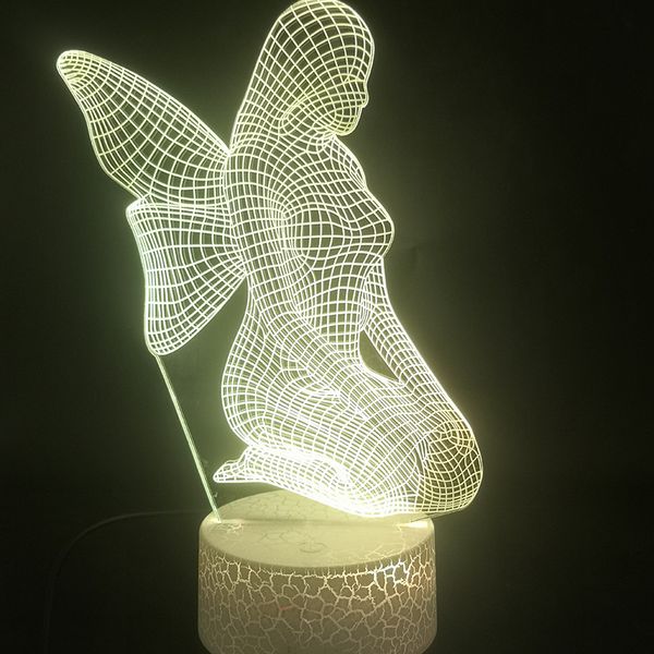 

3d lamp angels butterfly fairies pretty gift for girls touch sensor 7 color with remote atmosphere usb led night light lamp