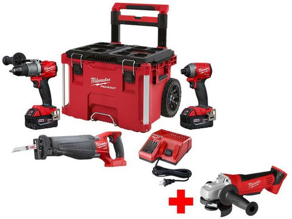 

New milwaukee combo tool kit 3 tool 18 volt battery cordle bru hle charger ca e