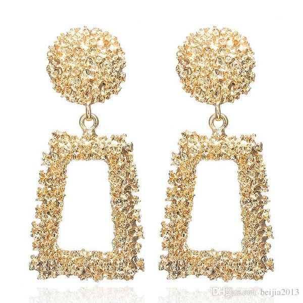 

big vintage earrings for women gold color geometric statement earring 2019 metal earing hanging fashion jewelry trend, Silver
