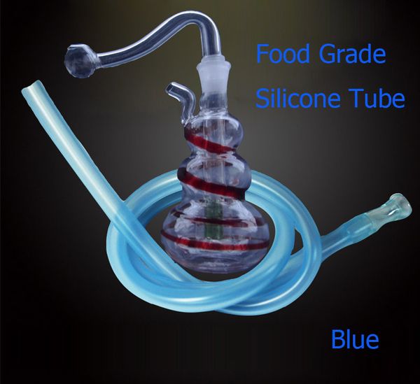 Facile da trasportare Uso 10mm Stile Apple Mini Glass Bongs Bongs Narghilè Spiral Recycler DAB Bruciatori di olio Rigs Attinatura Acqua Giunto con Banger and Hose JH027