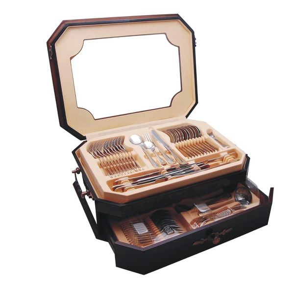

winolaz high-class 84pcs stainless steel cutlery sets with wood box