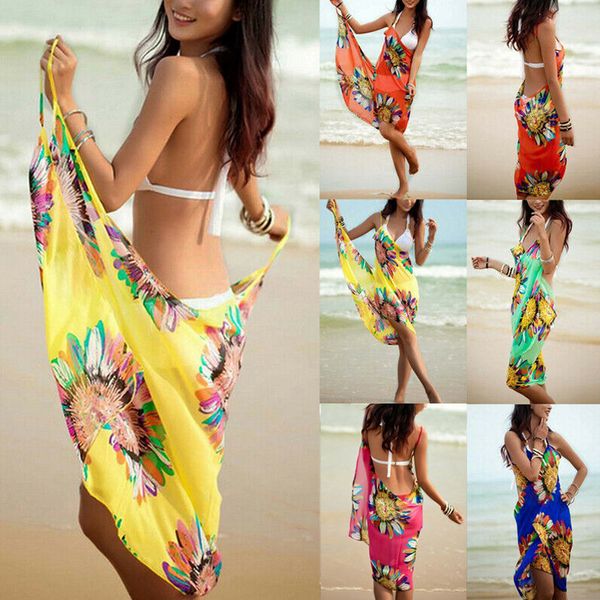 

summer women bathing suit bikini swimwear cover up beach dress sarong wrap pareo