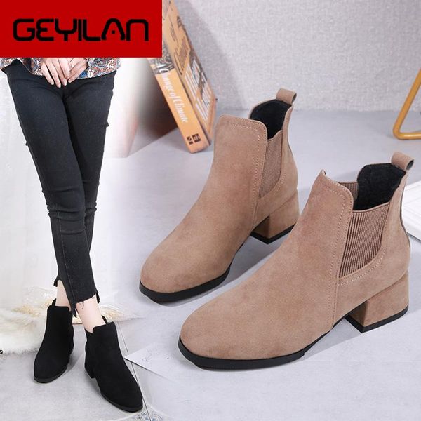 

2019 new fashion ladies boots round head thick pu leather waterproof ladies boots ankle winter, Black